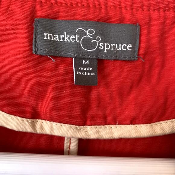 Market & Spruce Jacket Size M Red Trench Coat StitchFix Spring Outerwear Bright - Picture 4 of 5